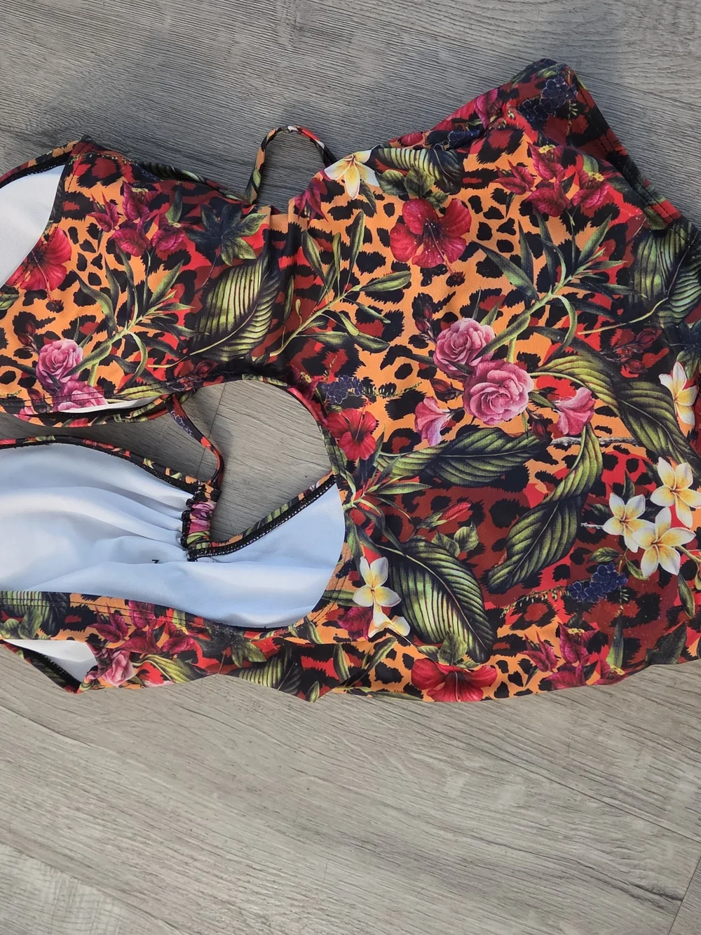 Floral Cutout One-Piece Swimsuit - Multicolor. Plus Size 1X